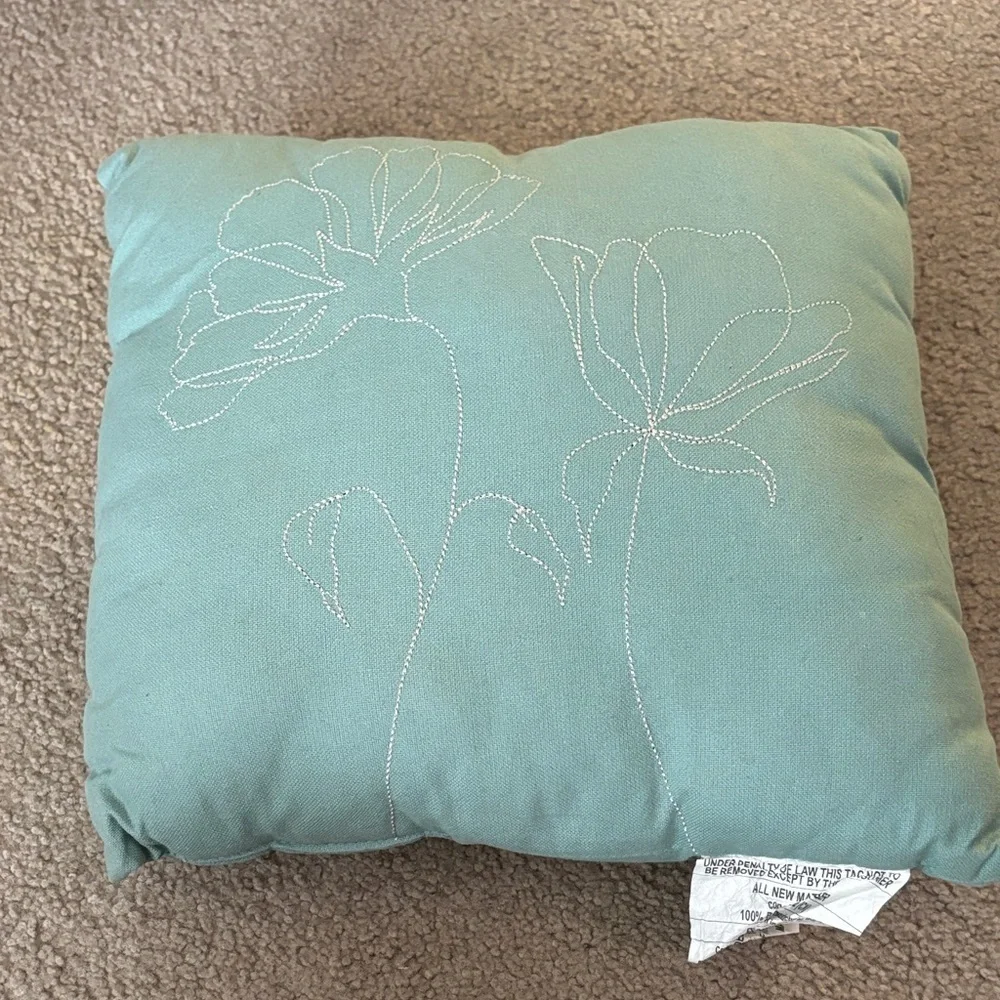Floral Embroidered Throw Pillow